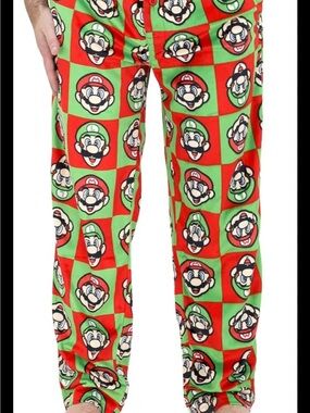 Kids Red & Green Character-Print Jogger Pants